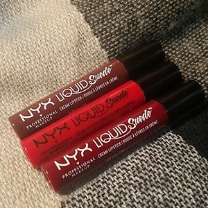 Three NYX Liquid Suede Lipsticks